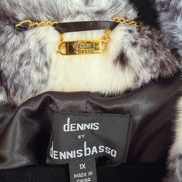 Dennis Basso Black and White Faux Fur Teddy Jacket - Picture 3 of 3
